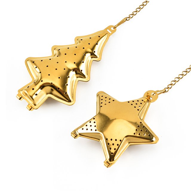 Té De Estrella De Árbol De Navidad, 2 Uds., Filtro De Té, Filtro De Té De Acero Inoxidable, Difusor De Bola De Té De Malla De Navidad Para Té Suelto Vogacara HA039347-00