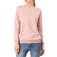 thumbnail image 3 of INSPIRE CHIC Women's Polka Dots Crew Neck Drop Shoulder Long Sleeves Knit Sweatshirt L Pink, 3 of 9