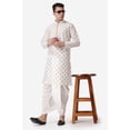 thumbnail image 7 of Royal Kurta Jacquard Silk Printed Cream Kurta White Dhoti Set for Men, 7 of 7