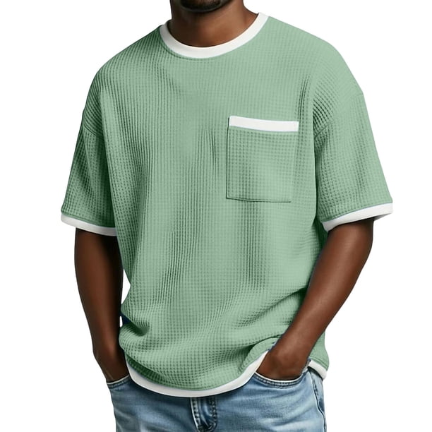 Camiseta Casual de Manga Corta con Cuello Tripulado 100% Fibra de Poliéster, Lavable en Máquina, Versátil para el Uso Diario