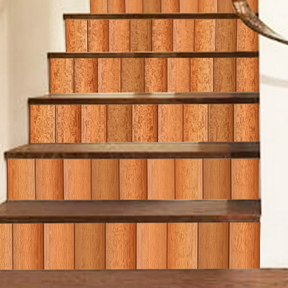 2 Sheets Wood Grain Stair Pad; Puzzle Child Wall Stickers PVC Waterproof Waist Line Skirting Wallpaper Bedroom Door Frame Self-adhesive Decals