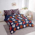 thumbnail image 2 of Castle Fairy Football Soccer Basketball Baseball Twin Bedding 7-Piece, Sport Theme Bedding Comforter Set, Blue White,Navy Blue Reversible, 2 of 7