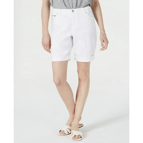 INC International Concepts Women's Denim Bermuda Shorts White Size 14/32