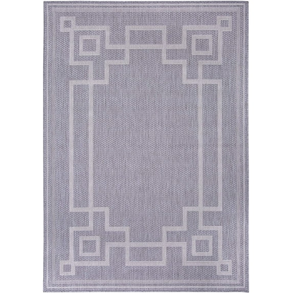 Oriental Area Rug - 7 ft. 10 in. x 10 ft., Dove, Waterproof Floor Rug with UV Protected Surface for Patio, Garden, Backyards