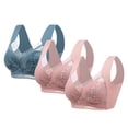 thumbnail image 2 of 3pc Womens Bras Comfortable V Mesh Full Coverage Bralette Supportive No Underwire Tshirt Everyday Bra, 2 of 6