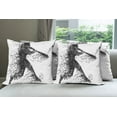 thumbnail image 6 of Ambesonne Abstract Throw Pillow Cover 4 Pack, Baseball Player, 24", Charcoal Grey White, 6 of 7