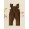 thumbnail image 2 of Suealasg Baby Girls Corduroy Overalls Clothes 6 12 18 24 Months Infant Girl Sleeveless Square Neck Full Length Romper Newborn Fall One Piece Jumpsuit, 2 of 7
