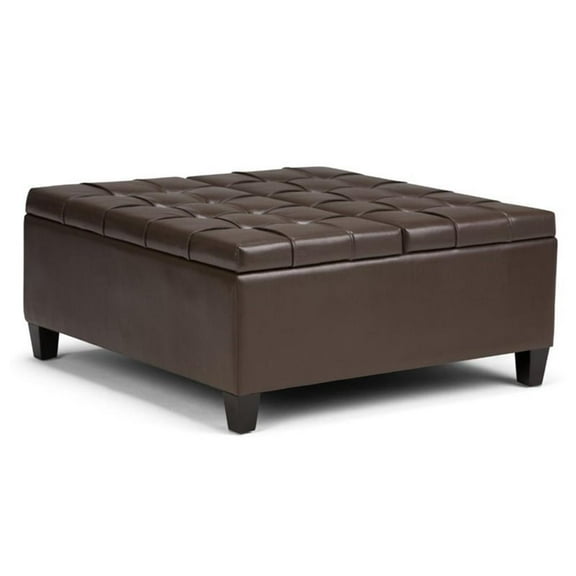 Atlin Designs Storage Coffee Table Ottoman in Chocolate Brown