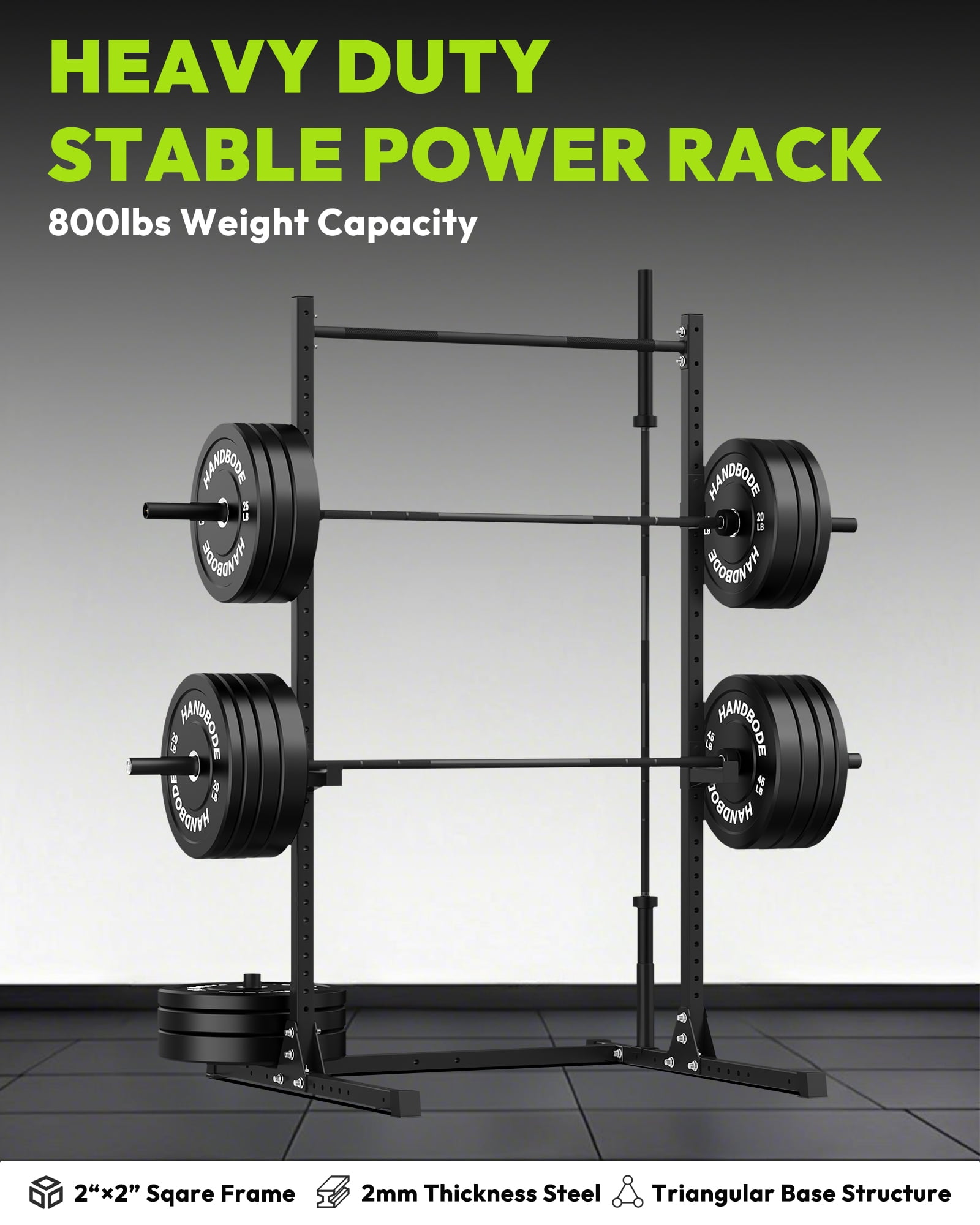 HANDBODE Power Cage with Pull Up Bar, Multi-Functional Squat Rack for Home Gym, Heavy Capacity Adjustable Power Rack Fit 6 FT, 7 FT Barbell, Weightlifting, Strength Training, Bench Press, Fitness