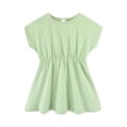 thumbnail image 2 of NAISIBABY Girls A-line Dress, Short Sleeve Stretchy Waist Solid Color Cotton Sundress Green 2-3T, 2 of 9