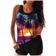 thumbnail image 2 of Trajes de baño tankini para mujer Trajes de baño de dos piezas con espalda de tiras y estampado conservador para mujer Traje de baño de dos piezas para mujer, 2 of 6