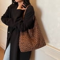 thumbnail image 4 of HUISZJ Leopard Print Shoulder Bag, Women Top Handle Bag, Large Capacity Tote Bag Simple Commuting Bag for Work Travel Outdoor (Brown), 4 of 10
