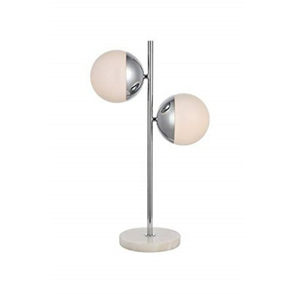 Living District Eclipse 2-Light Metal & Glass Table Lamp in Chrome/Frosted White