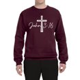 thumbnail image 2 of Wild Bobby John 3:16 Cross Inspirational/Christian Unisex Crewneck Graphic Sweatshirt, Maroon, Medium, 2 of 5