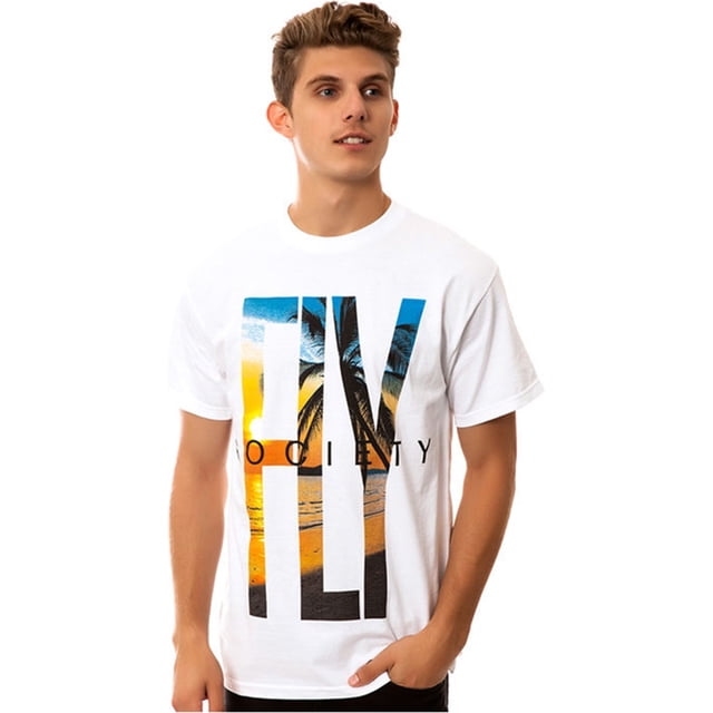 Fly Society The West Coast Paradise - Camiseta gráfica para hombre, color blanco, pequeña