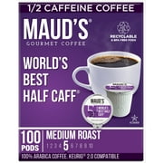 Maud's Half Caff Coffee (World's Best Half Caff), 100ct. Solar Energy Produced Recyclable Single Serve Medium Roast Half Caff Coffee Pods 100% Arabica Coffee California Roasted, KCup Compatible