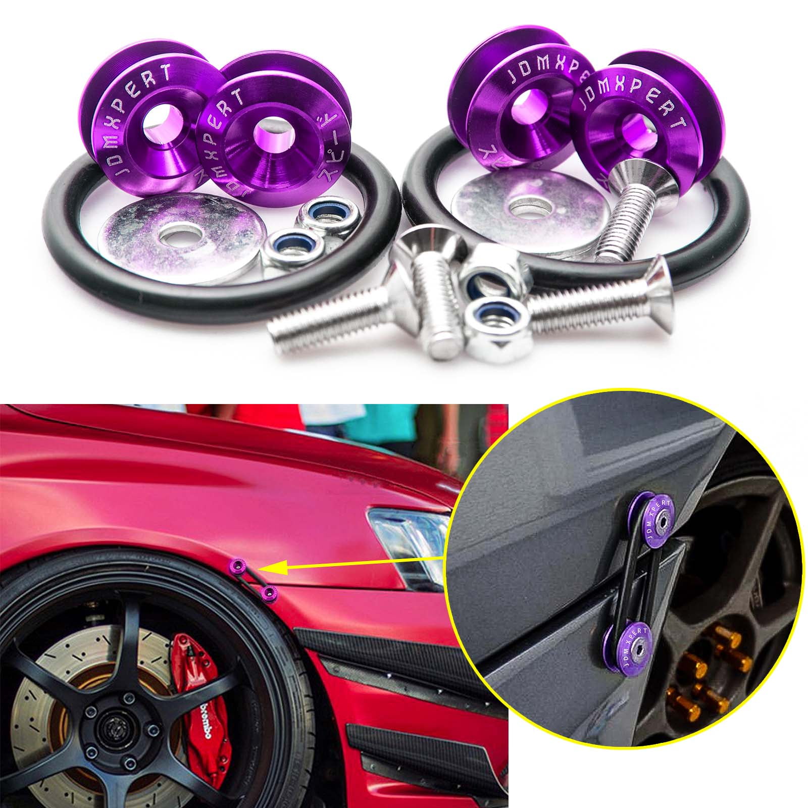 Neo Chrome Spike Quick Release Fasteners For Car Bumpers Trunk Fender Hatch Lids