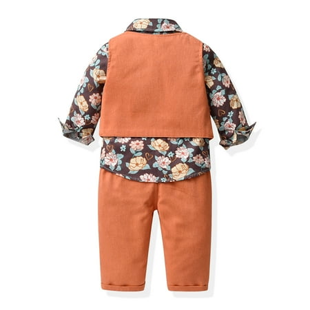 

Cathalem Kids Track Suit Toddler Boys Long Sleeve Floral Prints T Shirt Tops Vest Coat Pants Child Kids Boy Casual Outfits Childrenscostume F 3-4 Years