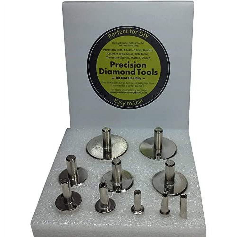 LOT 10 Pcs SET Diamond Hole Saw Drill Bit Set 1/4" - 2" Inch Granite Glass Tile - Tools 10 Piece Diamond Dust Hole SAW Drill BIT for Ceramic Tile Marble Rock Porcelain