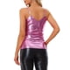 thumbnail image 3 of Camiseta sin mangas metálica para mujer INSPIRE CHIC con tirantes espagueti y espalda descubierta M Rosa, 3 of 6