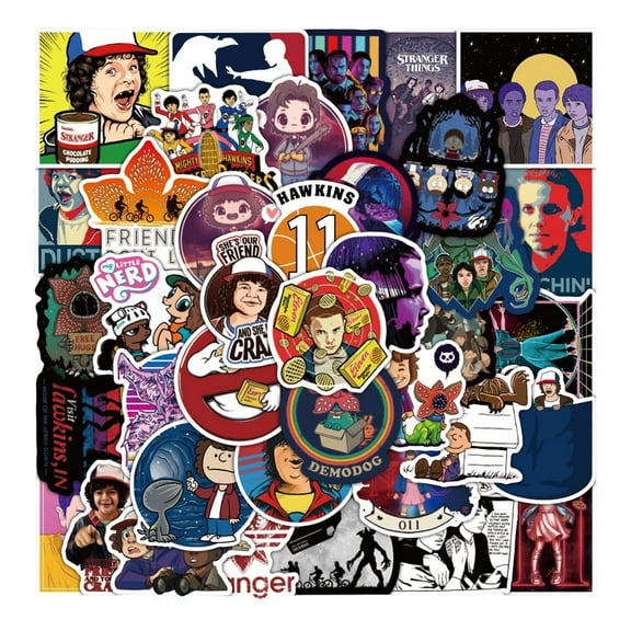 50 Pcs Stranger Water Bottle Stickers for Fans, Cute Stickers for Water Bottles, Vinyl Waterproof Aesthetic Laptop Sticker Pack Classroom Prizes Skateboard for Students