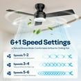 thumbnail image 6 of SPECSTAR Ceiling Fans with Lights, 42 inch Low Profile Ceiling Fan with Light and Remote, Flush Mount Black Ceiling Fan for Bedroom, 6+1 Speeds, 3CCT, Dimmable, Timer, Quiet Reversible DC Motor, 6 of 8