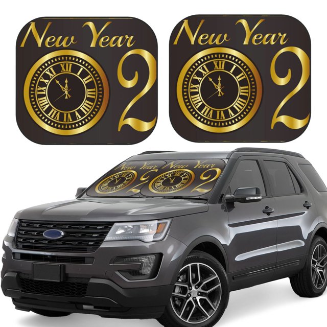 Wukai 2025 New Year Car Front Windshield Sun Shade,Sun Visor Shield Block Automotive Interior Protector Blocks UV Rays-Medium