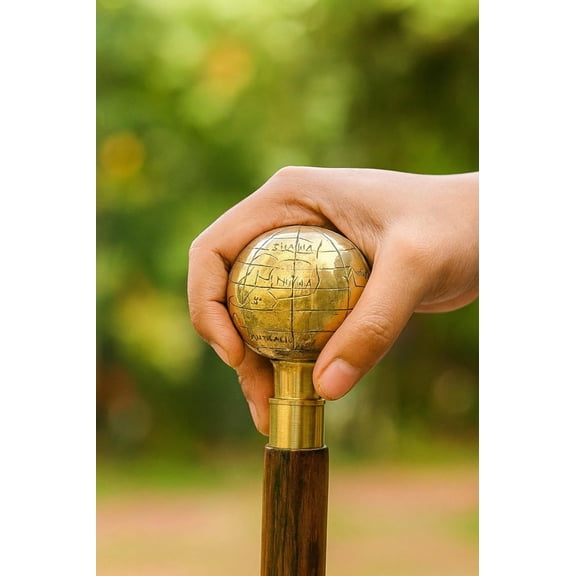 Brass Globe Walking Cane - Nautical Walking Cane - Antique Walking Stick - Cane for Men & Women - Father's Day Gift - Gift for Mom
