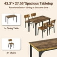 thumbnail image 6 of PAPROOS Dining Table Set for 4, Farmhouse Rectangle Wood Kitchen Table with 4 Wood Chairs, Dining Room Set for Breakfast Nook, Small Places, Restaurant, Brown, 6 of 10
