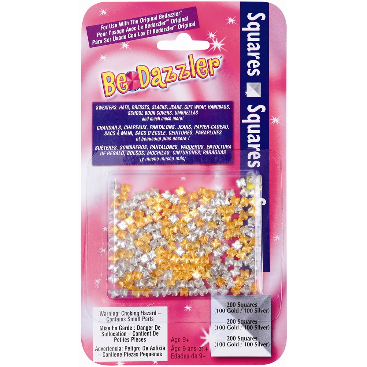 Bedazzler Stud Refill Pack 200 pc Gold & Silver Squares 