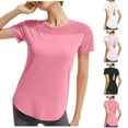 thumbnail image 5 of Lovskoo 2024 Women's Workout Shirts Short Sleeve Athletic Shirts Gym Performance T Shirts Round Neck Yoga Tops Purple S, 5 of 5