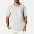 thumbnail image 2 of hotojiny Mens V Neck Shirts Short Sleeve Lightweight Business Collared Shirts Loose Fit Performance Golf Shirts for Men Big and Tall, 2 of 7