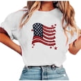 thumbnail image 4 of Levmjia Women's Glitter Stars & Stripes Independence Day T-Shirt, Patriotic 4th of July Round Neck Top, Casual Loose Fit Pullover Tee S-2XL, 4 of 5