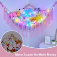thumbnail image 3 of GOR Stuffed Animals Net or Hammock with LED Light, Hanging Stuffed Animals Storage Toy Hammock Net Corner Wall Girls Room Decor Toy Storage Organizer, Pink, L, 3 of 17
