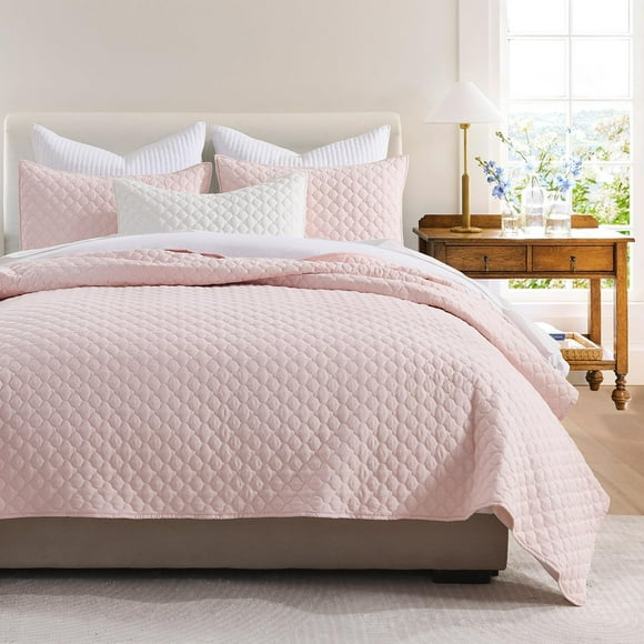Colcha HORIMOTE HOME King Size de microfibra rosa claro