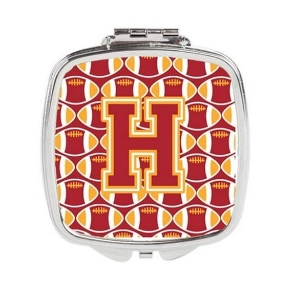 Carolines Treasures Letter H Football Cardinal & Gold Compact Mirror