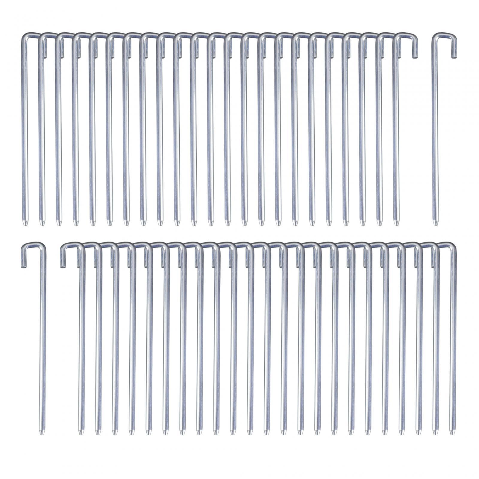 50Pcs Tent Pegs 25cm Garden Stakes Nails U Shape Hook Aluminum Alloy Sturdy