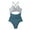 Stripe + Blue, variant on WOLLED One Piece Swimwear for Women,Super Pretty Halter 1 Piece Swimsuit for Summer Beach Party