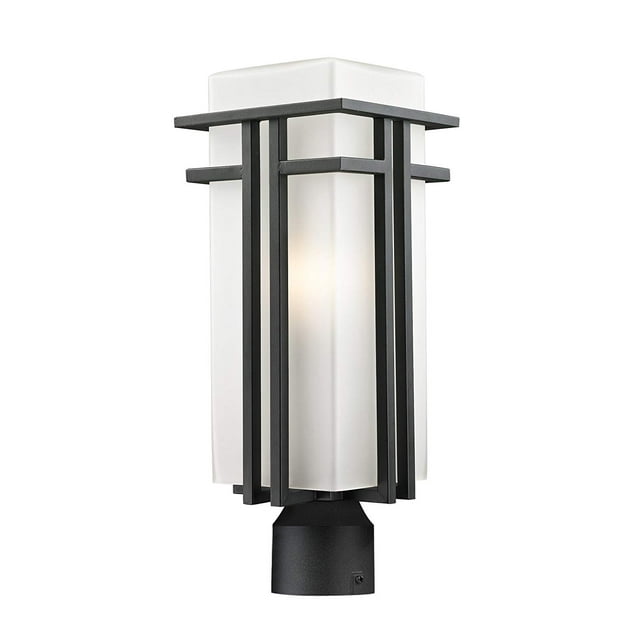 Z-Lite 549PHB-BK-R- Outdoor Post Light Black Steel Glass