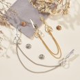 thumbnail image 4 of 2 Pcs Double Brooch Lapel Pin Mixed Color Alloy Simple Brooch Pin Hanging Chain Detailing Brooch Tassel Blouse Shirt Collar Tip Pin for Women and Men Colorful, 4 of 7