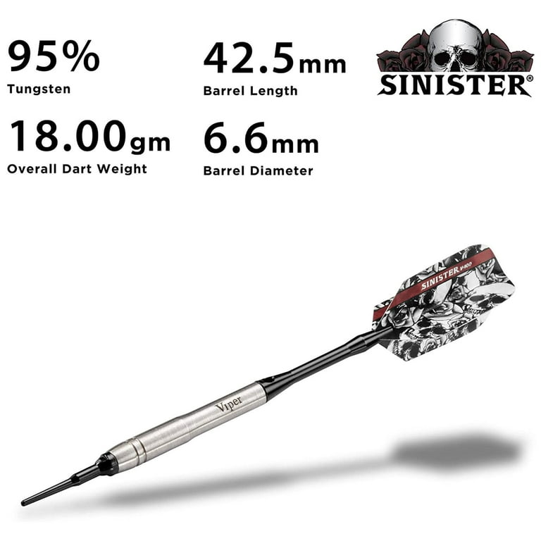Viper Sinister 95% Tungsten Soft Tip Darts Grooved Barrel 18