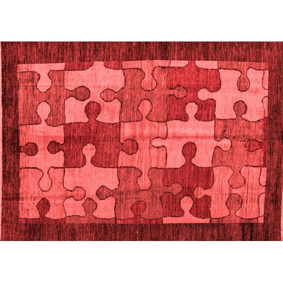 Ahgly Company Indoor Rectangle Abstract Red Modern Area Rugs, 3' x 5'
