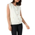 thumbnail image 4 of INSPIRE CHIC Women Knit Sweater Vest Button Down Sleeveless Tank Tops Casual Sweaters Cardigans with Pockets  2XL White, 4 of 6