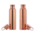 thumbnail image 2 of Juego de botella de agua de cobre liso y martillado con asa de 600 ml (20,28 onzas líquidas estadounidenses) para beneficios para la salud de Ayurveda, 2 of 9