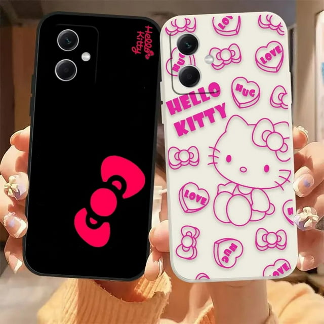 Pink Hello K-Kitty Line Cat Phone Case For Redmi Note 12 11 11T 11R 11S 10 9T 8 7 7S PRO PLUS 4G 5G Silicone Case Fundas Shell LXY