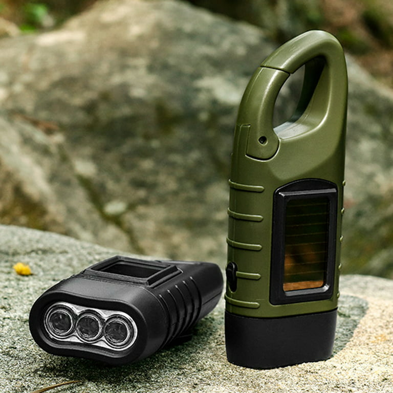 Cheers.US Rechargeable Waterproof Solar Powered Rechargeable LED Flashlight  Hand Crank Emergency Light Survival Gear Best for Fishing Hiking Backpack  Camping Emergency Pack 