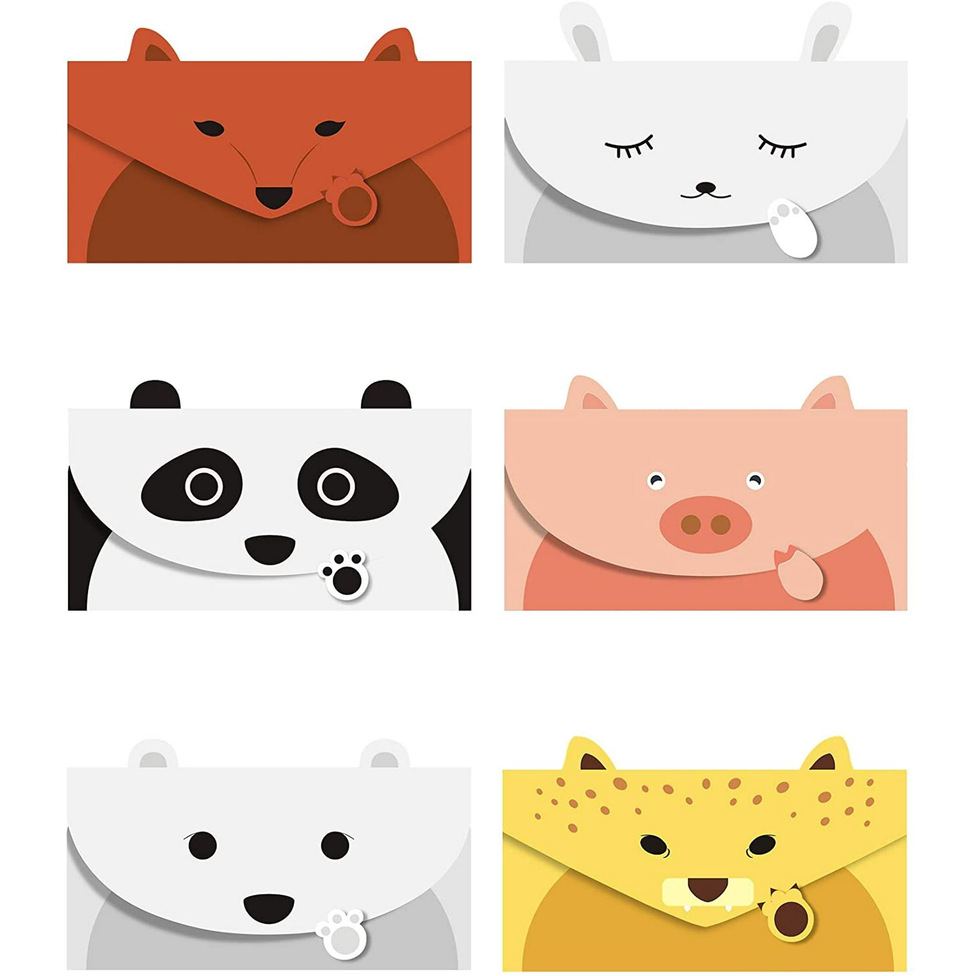 6 Pcs Cute Lovely Animal Cartoon Design Letter Writing Stationery Paper,  Greeting Card, Invitation Card, Thank You Card, Size 