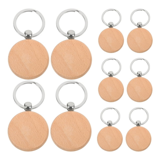 10 llaveros de madera en blanco, llaveros de madera para hacer tú mismo, llaveros de madera, colgantes de madera