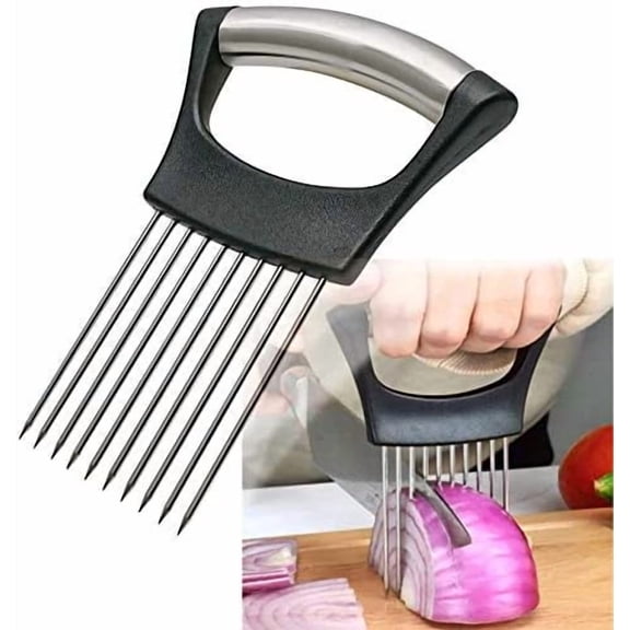 Stainless Steel Onion Holder for Slicing,Onion Slicer Holder,Onion Cutter for Slicing of Onions,Tomatoes,Avocados,Eggs and Other Vegetables,KItchen Utensils