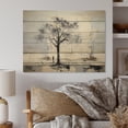 thumbnail image 2 of Designart "Grey Minimalism Tree silence I" Modern Print on Natural Pine Wood, 2 of 5